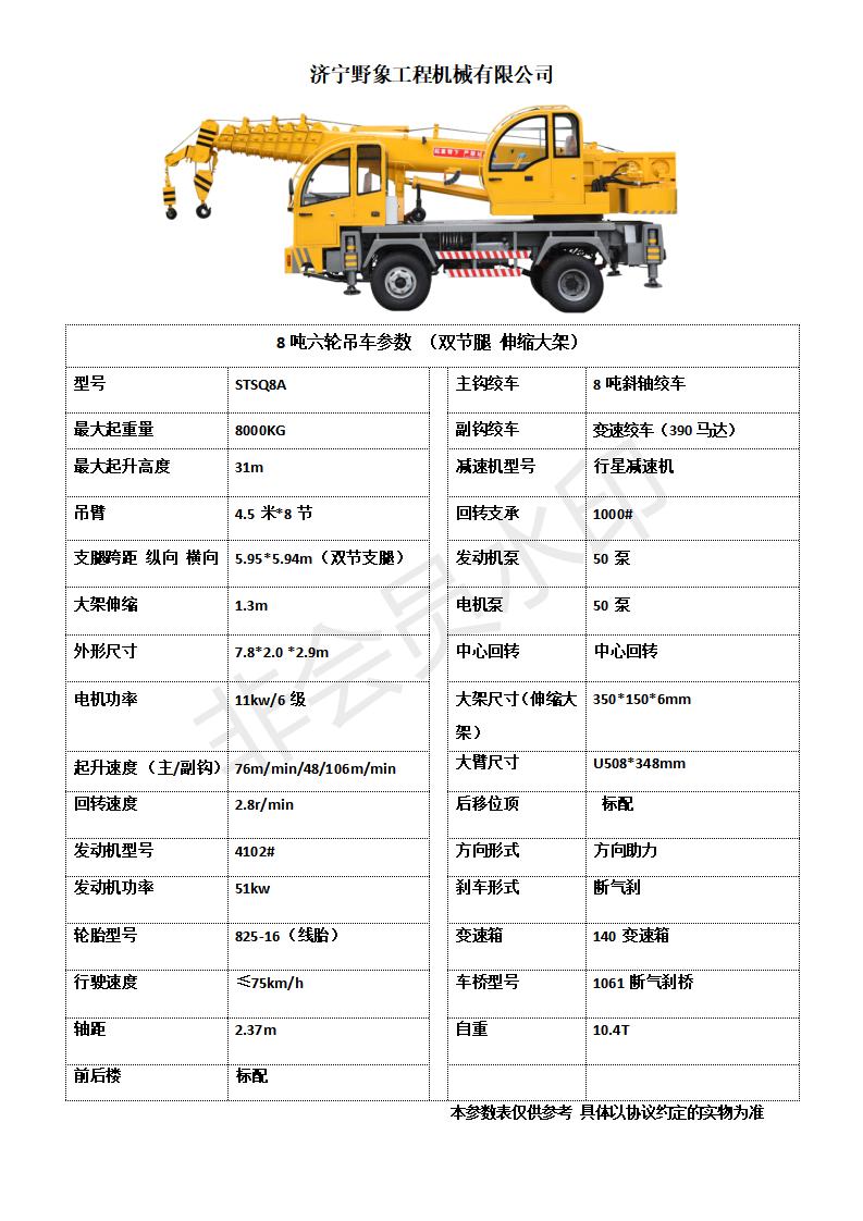 8吨六轮参数表（4